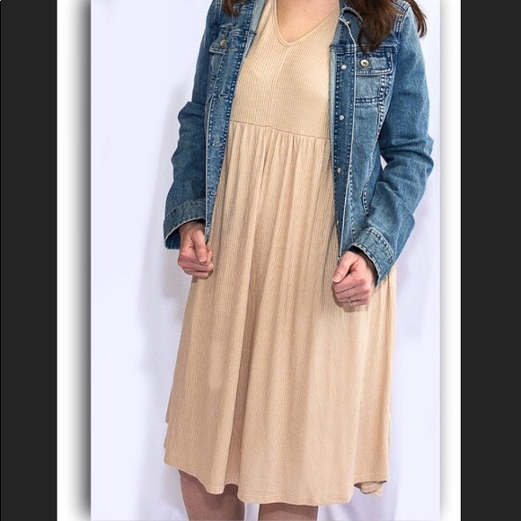 Nursing Friendly Tan Boutique Dress - Picture 2 of 4